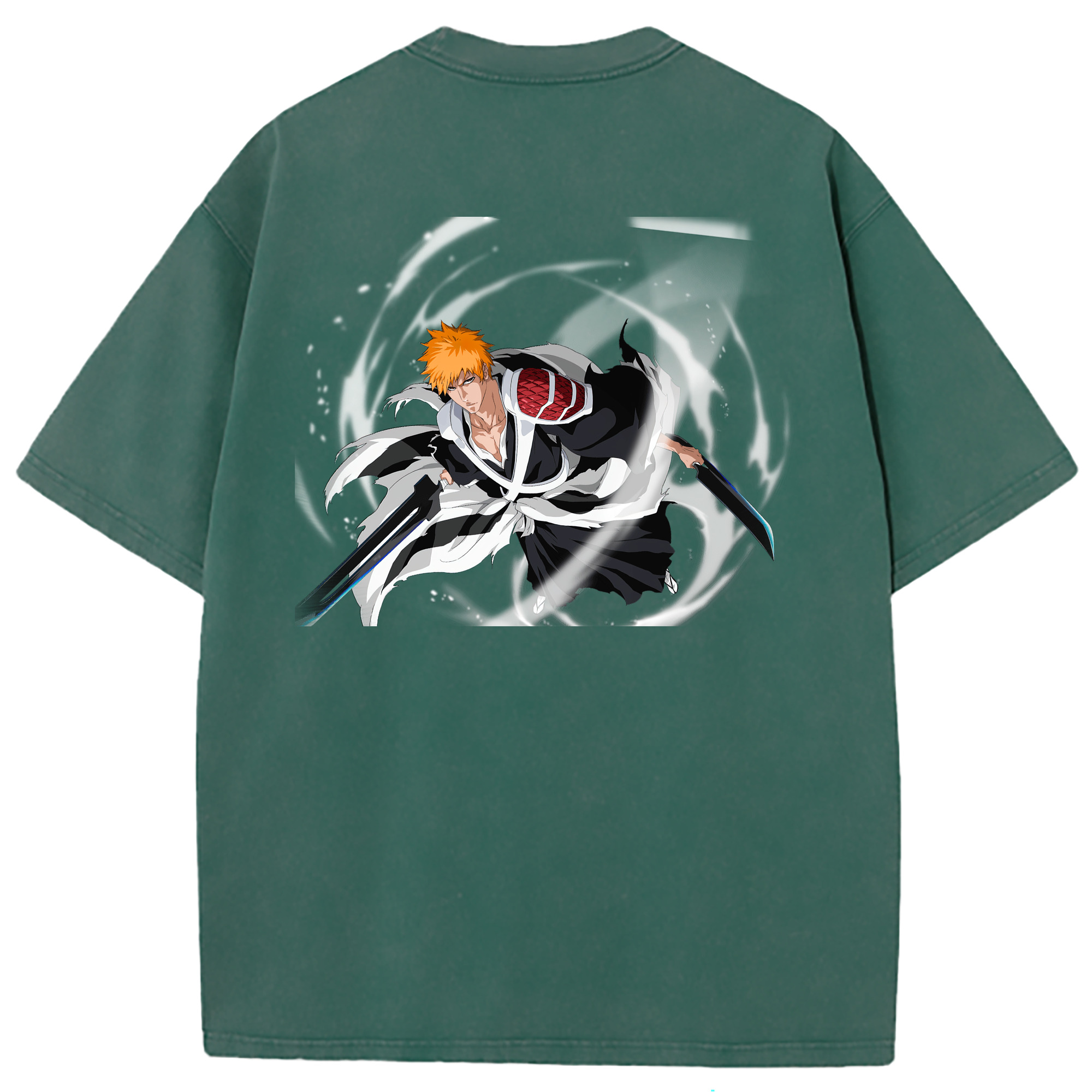 （画像用） ブリーチ 黒崎一護（くろさき いちご）BLEACH Kurosaki Ichigo 綿100% ヴィンテージ風 半袖Tシャツ（背面プリント）